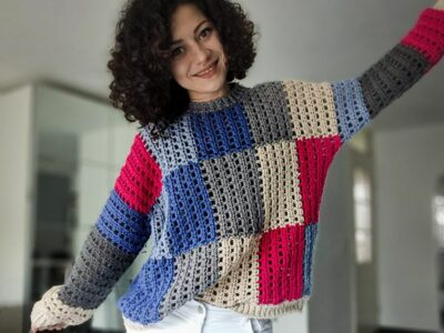 crochet Pane Sweater free pattern