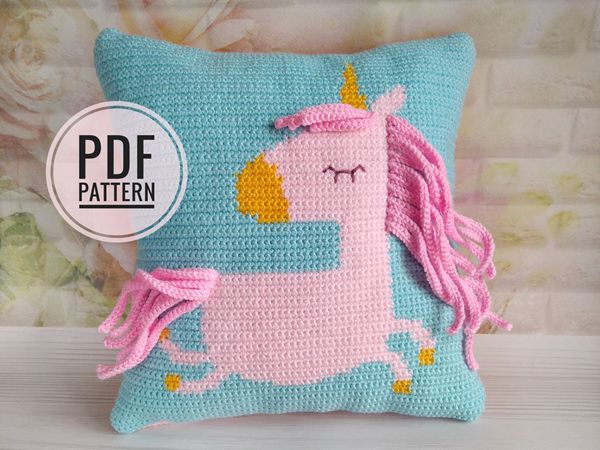 crochet Unicorn Pillow easy pattern