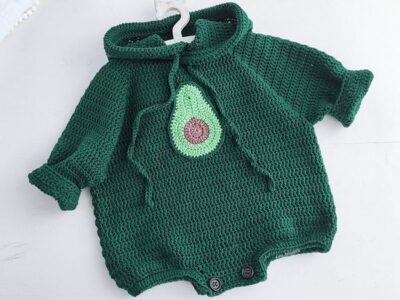 crochet Avocado Baby Romper free pattern
