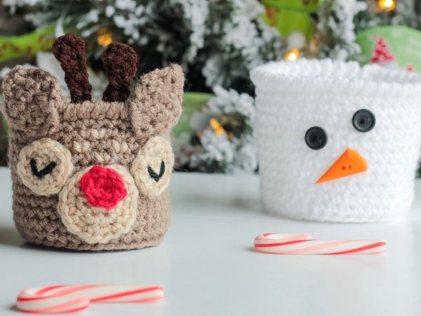 crochet Christmas Reindeer Treat Basket free pattern