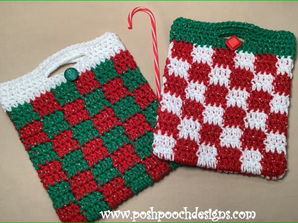 crochet Christmas Sparkle Gift Bags free pattern