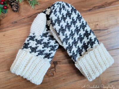 crochet Houndstooth Mittens free pattern