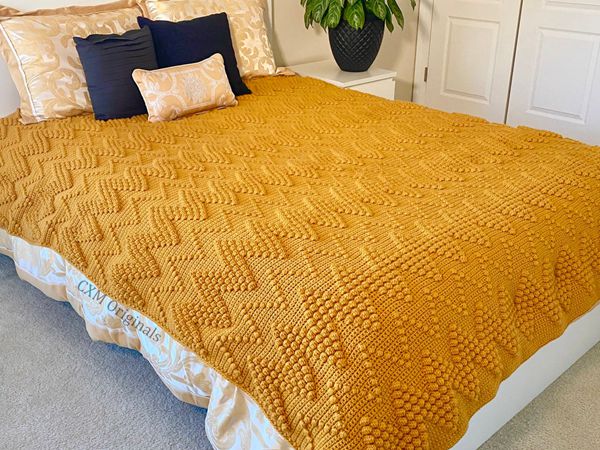crochet Modern Chevron Bobble Blanket easy pattern