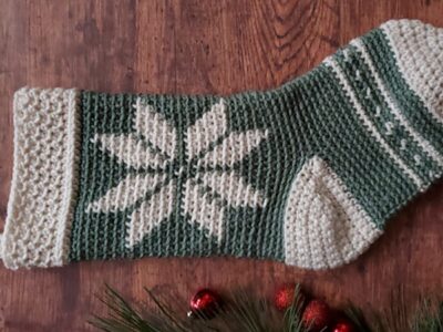 crochet Nordic Snowflake Stocking free pattern