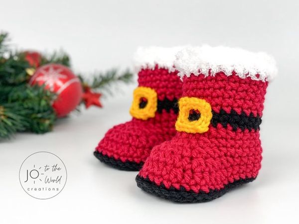 crochet Santa Baby Booties easy pattern