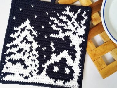 crochet Snowy Winter Potholder free pattern