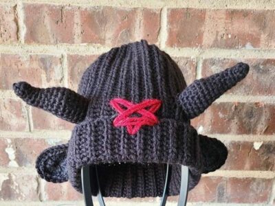 crochet Baphomet Beanie Hat easy pattern