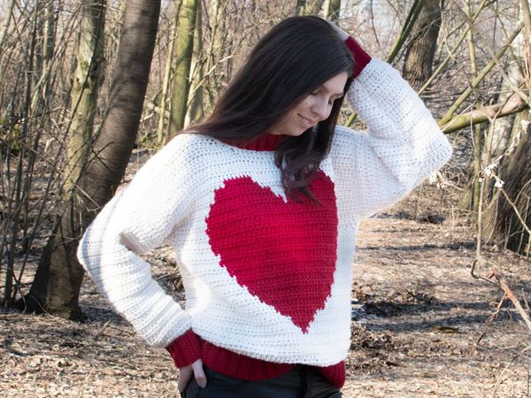 crochet Be My Valentine Sweater free pattern