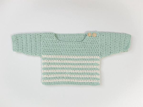 crochet Calming Green Baby Sweater free pattern
