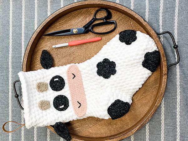 crochet Cow Stocking free pattern