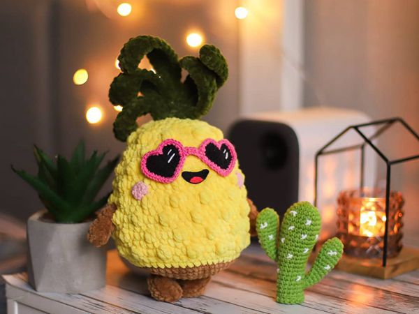 crochet Heart Pineapple easy pattern