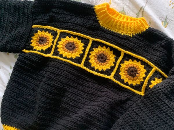 crochet Sunflower Sweater easy pattern