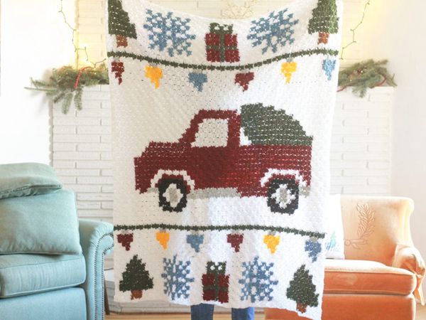 crochet Winter Pickup Truck Blanket free pattern