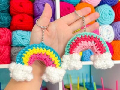 crochet Rainbow Keychain free pattern