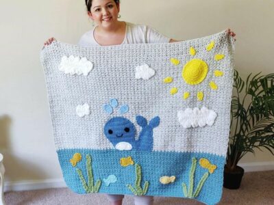 crochet WHALE BABY BLANKET free pattern