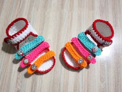 crochet Baby Strips Sandals free pattern