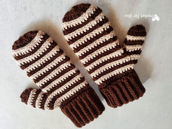crochet Striped Delight Mittens free pattern