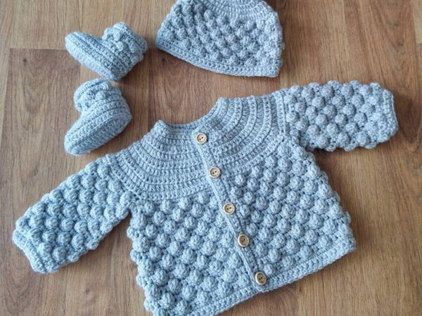 crochet Baby Jacket Set easy pattern