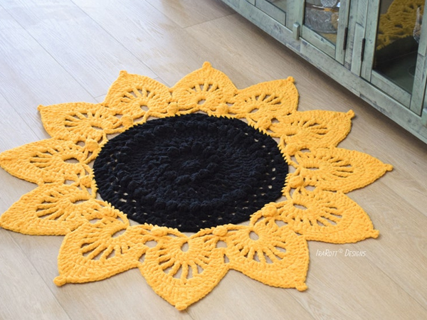 crochet Sunflower Power Doily Rug easy pattern