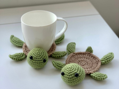 crochet Turtle Coaster easy pattern