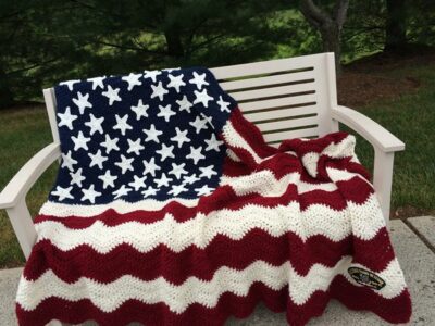crochet Wavy American Flag Blanket free pattern