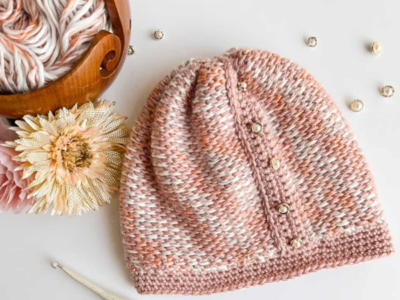 crochet Beginner Tunisian Hat free pattern