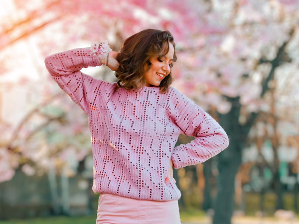 crochet Blush Pink Fuzzy Sweater easy pattern