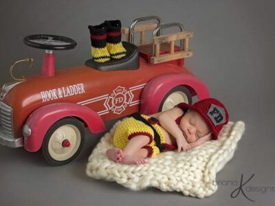 crochet Newborn Firefighter Outfit free pattern