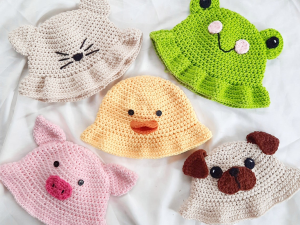 crochet Animal Bucket Hat easy pattern