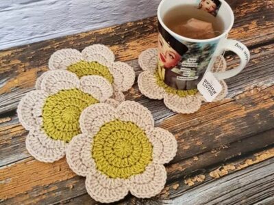 crochet Flower Power Coasters free pattern