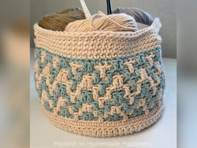 crochet Mosaic Basket free pattern