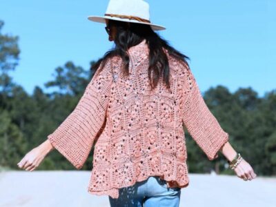 crochet Wildflower Granny Square Cardigan free pattern