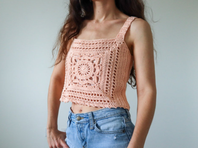 crochet Willow Granny Square Tank Top easy pattern