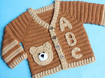 crochet Applique Letters Jacket free pattern