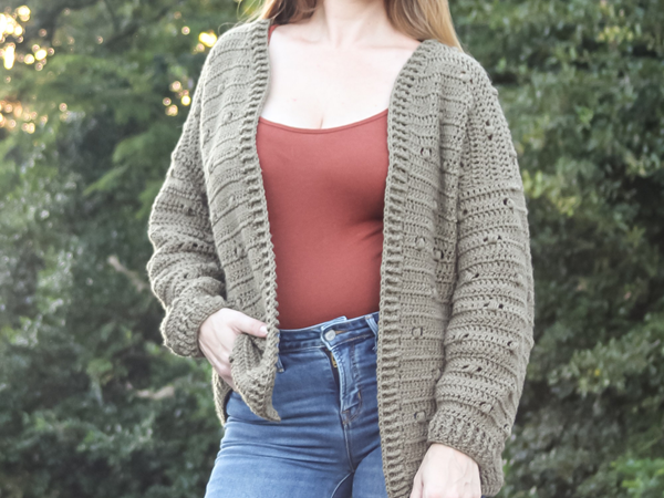 crochet Puff Stitch Cardigan free pattern