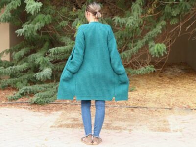 crochet Ribbed Cardigan with Pockets free pattern