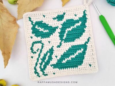 crochet Swirling Leaves Potholder free pattern
