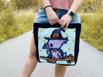 crochet WINGED WIZARD TREAT BAG free pattern