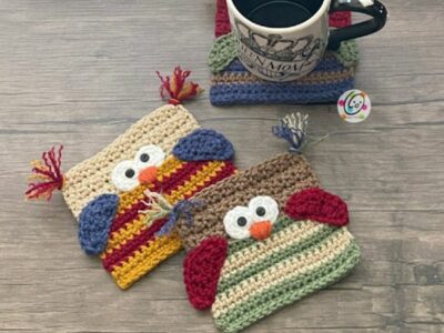 crochet Whoooz Mug Rug free pattern