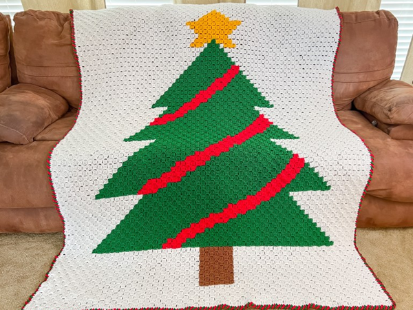 crochet CHRISTMAS TREE BLANKET free pattern