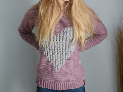 crochet Cabled Heart Sweater easy pattern