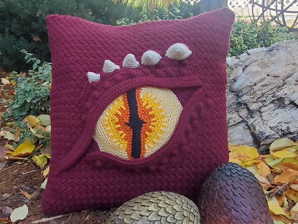 crochet Dragon Eye Pillow free pattern