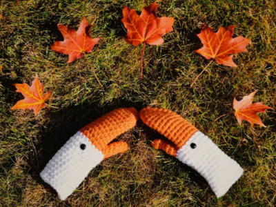 crochet Goose Mittens easy pattern