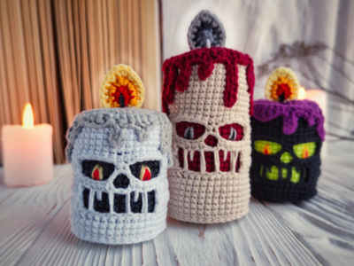 crochet Halloween Creepy Candle easy pattern