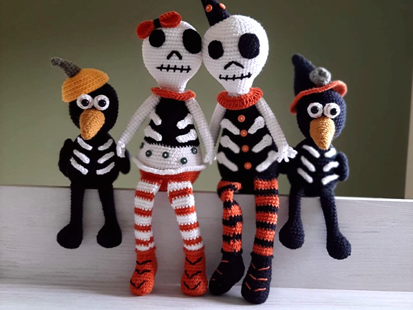 Halloween Skeletons & Crow