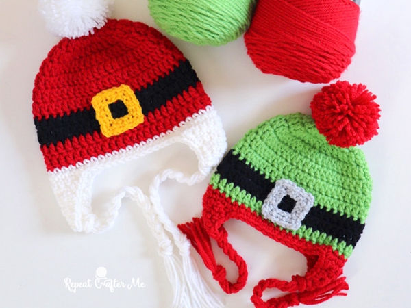 crochet Santa Elf Buckle Beanies free pattern