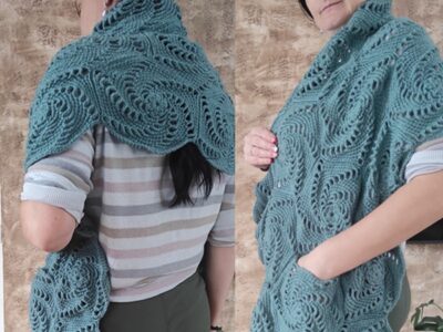 crochet Spiral hexagon pocket scarf free pattern