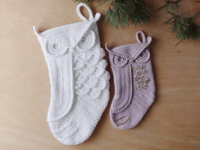 crochet Athena Owl Stocking easy pattern