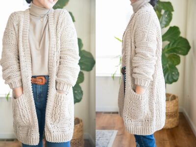 crochet Cabled Cardigan free pattern