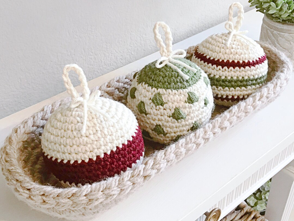 crochet Dough Bowl with Ornaments easy pattern